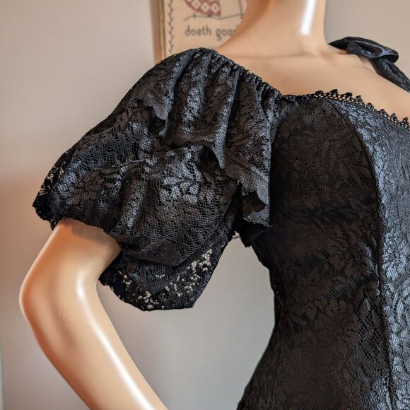 Vintage Scott McClintock Gothic Gown Black Dress Southern Belle Witchy Regency - Picture 11 of 13